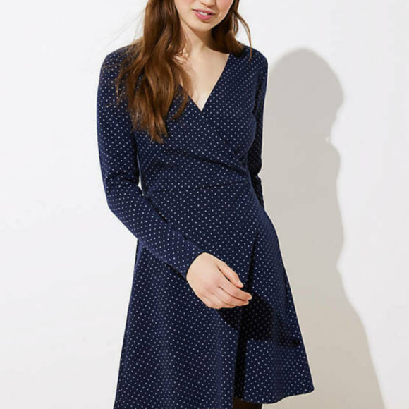 LOFT Dresses & Skirts - LOFT Dress Petite Geo Jacquard Knit Wrap